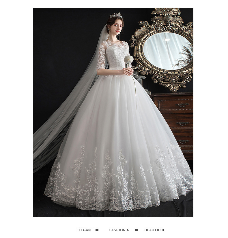 Bridal Wedding Dress Women Tulle Sleeves Maxi Prom Evening Cocktail  Gown